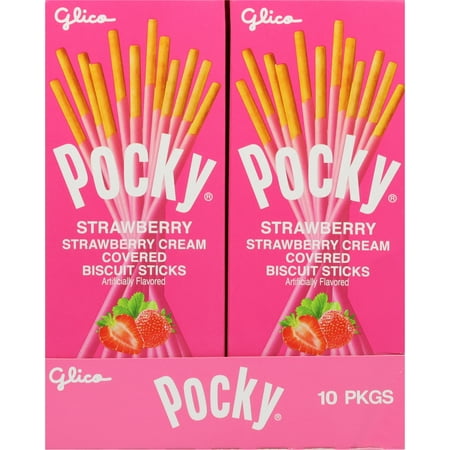 Pocky Strawberry Chocolate Cover Biscuit Stick (10 Count) - 1.41oz