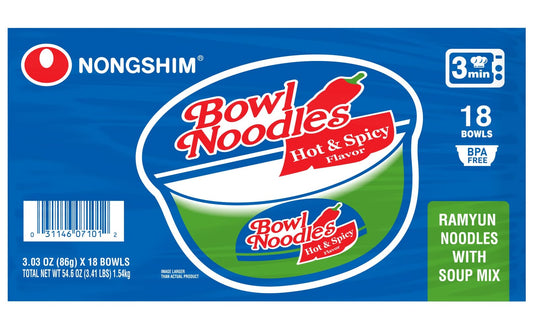 Bowl Noodles Hot & Spicy 3.03Oz, (18 Count)