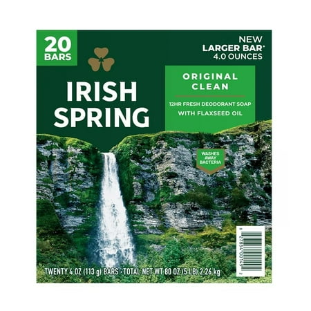 Irish Spring Bar Soap, Original Clean - 4 oz., 20 ct.