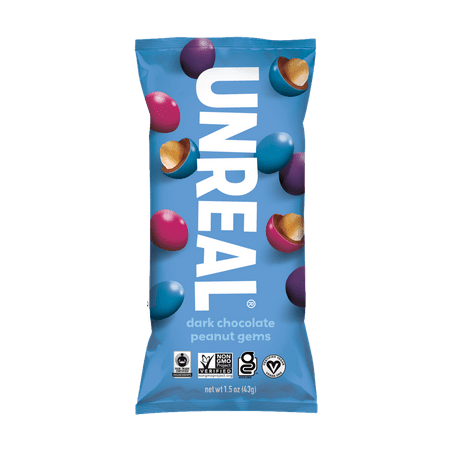 UnReal GMO-Free Dark Chocolate Covered Peanut 1.5 Oz (12 Pack)