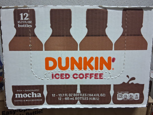 Dunkin Donuts Iced Coffee, Mocha, 13.7 Fluid Ounce (Pack of 12)