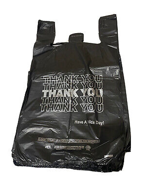 Black Thank You Plastic Bag 1/8