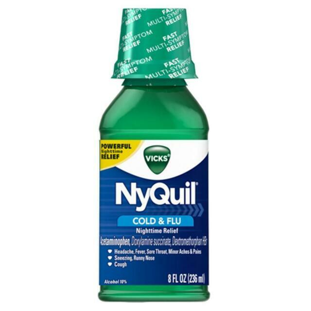 Vicks NyQuil Cold & Flu Nighttime Relief Liquid, Original Flavor, 8 fl oz.