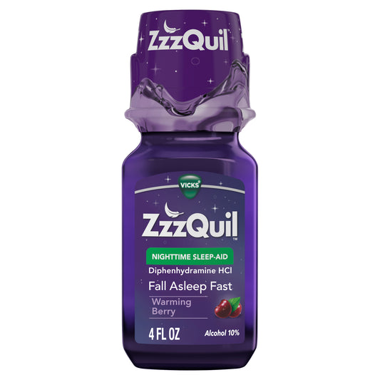 ZzzQuil Nighttime Sleep Aid Liquid – Warming Berry, 4 fl oz