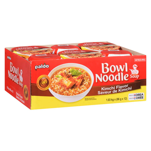 Paldo Bowl Noodle Soup kimchi flavor, 36.40 oz 12bowls