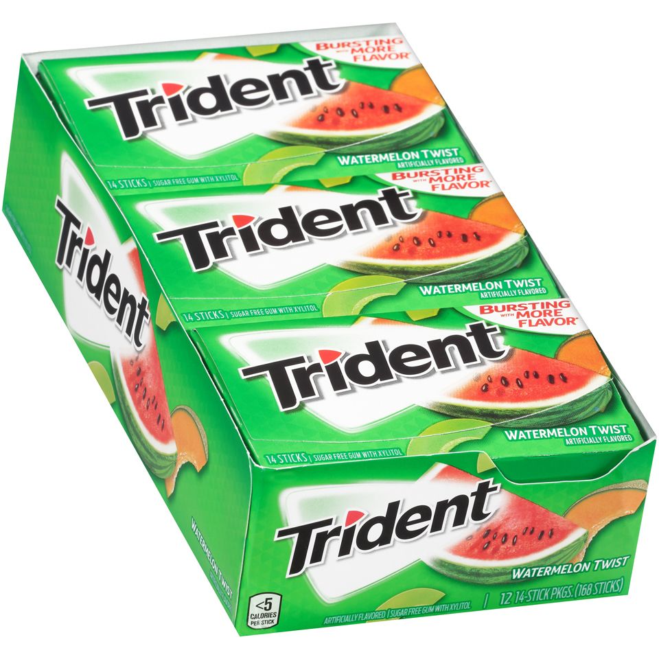 Trident Watermelon Twist Sugar Free Gum 12 Packs of 14 Pieces (168 Total Pieces)
