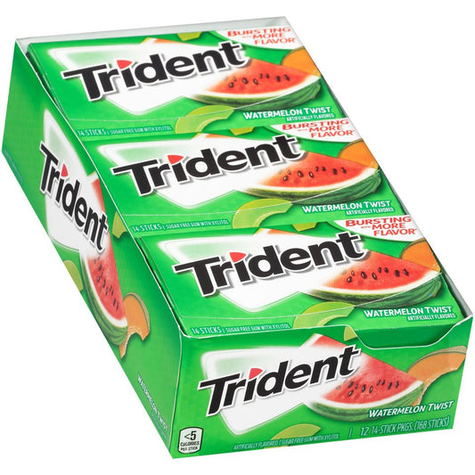 Trident Watermelon Twist Sugar Free Gum 12 Packs of 14 Pieces (168 Total Pieces)