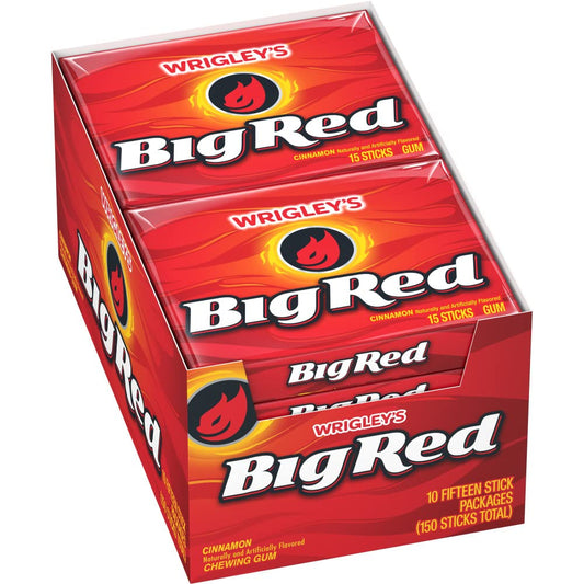 Wrigley's Big Red Cinnamon Gum 15-Stick Pack (10 Packs)