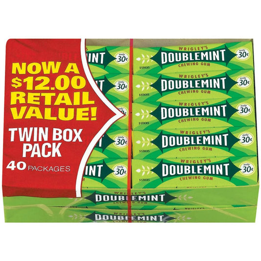 Wrigley S Doublemint Twin Pack .50 Cent 40 Pack (200 Sticks Total)