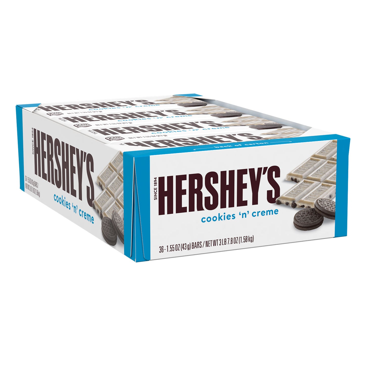 HERSHEY'S Cookies 'n' Creme Candy Bar, 1.55 Oz, 36 Count