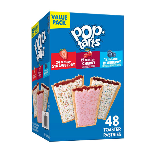 Pop-Tarts Variety Pack Strawberry Cherry and Blueberry (48 Count)