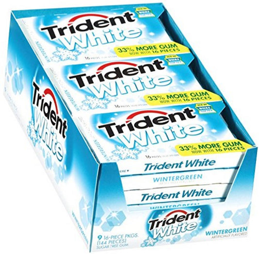 Trident White Gum Wintergreen Sugar Free 16 Pc