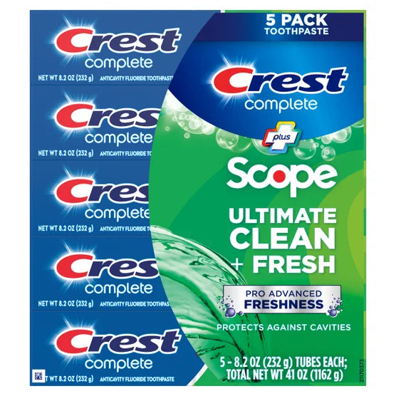 CREST COMPLETE PLUS SCOPE ULTIMATE CLEAN 8.2OZ 5 PACK