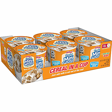 KELLOG'S Breakfast Cereal, Frosted Mini Wheats, Single-Serve 2.5 oz Cup, 6/Box