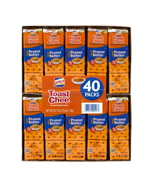 Lance Toast Chee Peanut Butter Crackers, Pack of 6, Box of 40