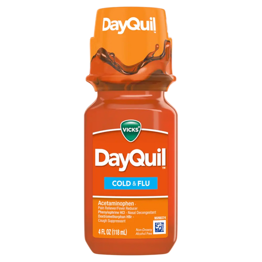 Vicks DayQuil Cold & Flu Relief Liquid, 4 fl oz (Single Bottle)