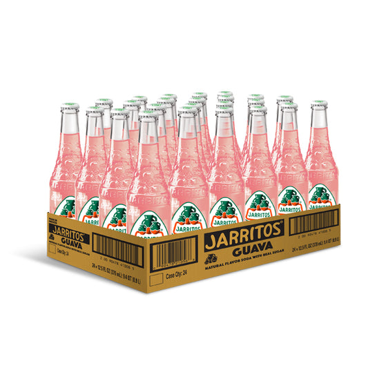 JARRITOS GUAVA SODA 24/12.5 OZ (370 ML) GLASS BOTTLES IN A CASE - JARRITOS