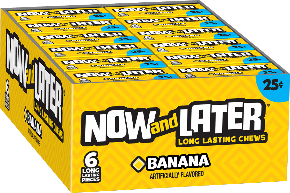 Now and Later Original Banana Chews Candy Bar 0.93 Oz (24 Count)