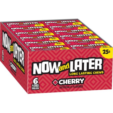 Now and Later Original Cherry Taffy Candy 0.93oz (Box of 24)