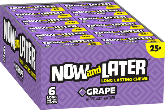 Now and Later Original Grape Taffy Chewy Candy 0.93oz (Box of 24)