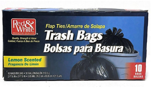 Red & White Trash Bags 12-10Ct