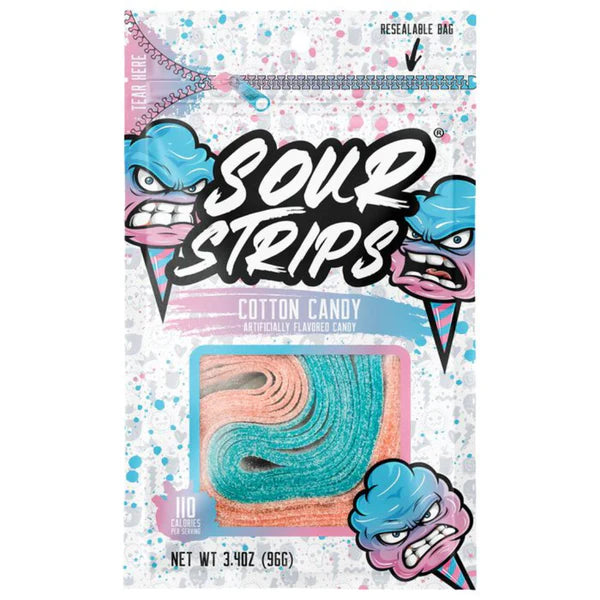 SOUR STRIPS COTTON CANDY 3.4 OZ 12 COUNT