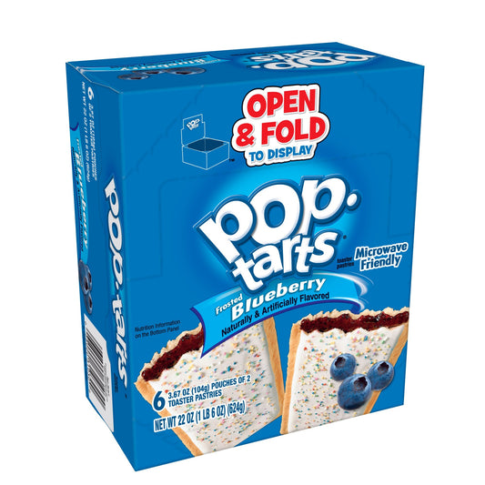 Pop-Tarts Frosted Blueberry Instant Breakfast Toaster Pastries Shelf-Stable Ready-to-Eat 20.3 Oz 12 Count Box