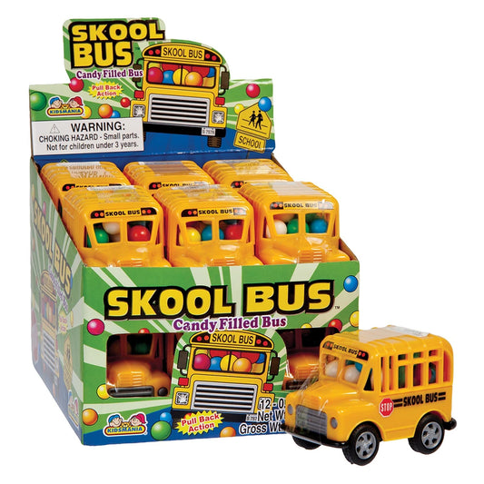 Skool Bus Candy Filled Bus Toy 0.53Oz, (12 Count)