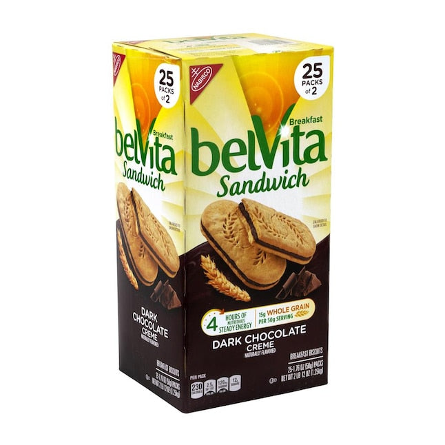 BELVITA Breakfast Sandwich Dark Chocolate Creme, 1.76 Oz, 25 Pack