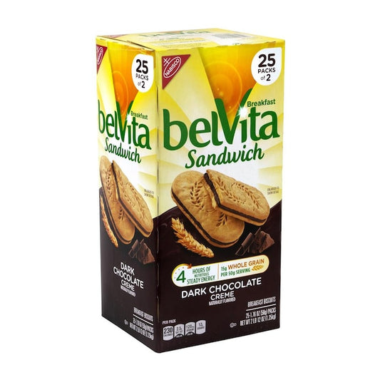 BELVITA Breakfast Sandwich Dark Chocolate Creme, 1.76 Oz, 25 Pack