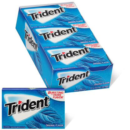 Trident Original Flavor Sugar Free Gum - 12 Packs - 14 Pieces Per Pack