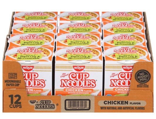Nissin Cup Noodles Chicken Flavor 12-2.25Oz