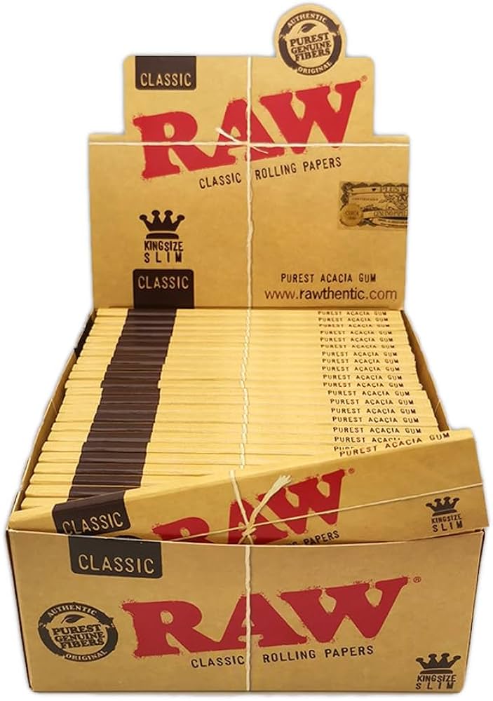 RAW Organic Hemp Rolling Papers King Size Slim Box Of 50