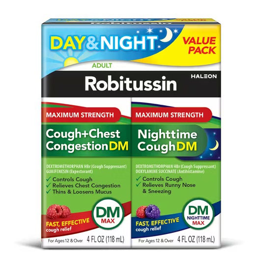 Robitussin Adult Day & Night Cough + Chest Congestion DM 20Oz, (3 Count)