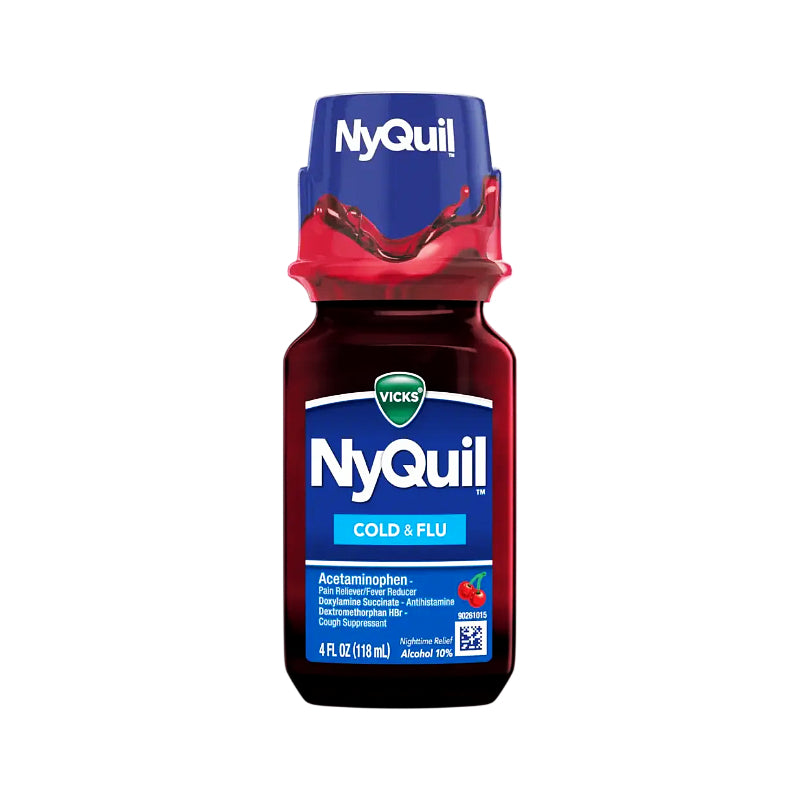 Vicks NyQuil Cherry Cold & Flu Nighttime Relief Liquid – 4 oz