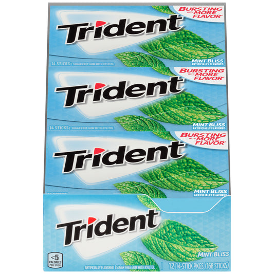 Trident Mint Bliss Sugar Free Gum, 14 Pieces 12 Ct