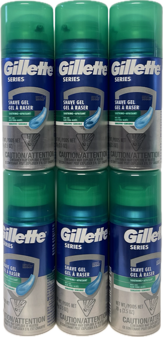 Gillette Series Shave Gel Soothing 70g, (6 Count)