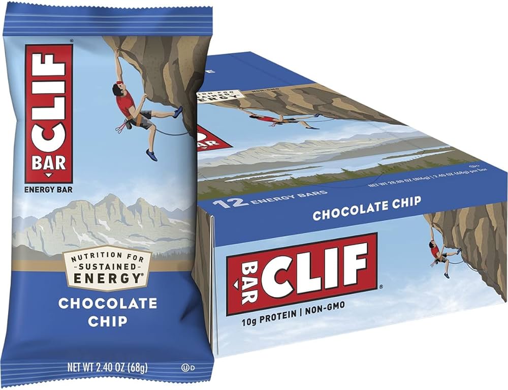 CLIF Bar Chocolate Chip Energy Bars, 2.4 Oz, Box of 12 Bars