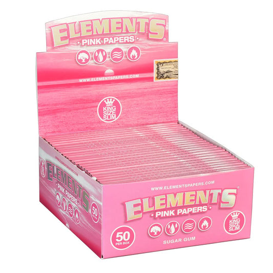 Elements Pink Rolling Papers - King Size Slim 50pc Display -