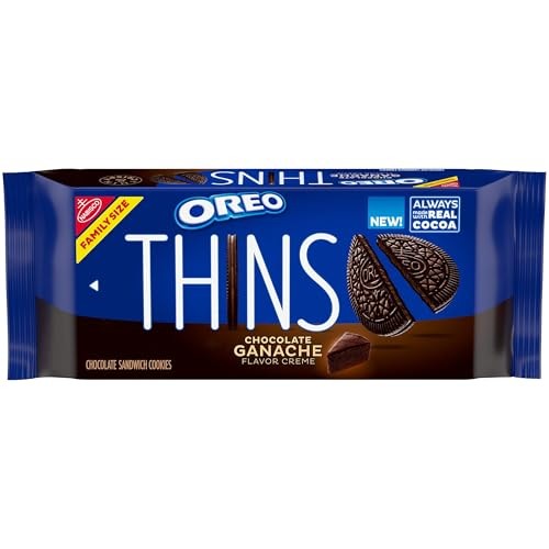 OREO Thins Chocolate Ganache Creme Chocolate Sandwich Cookies, Family Size, 12.33 Oz
