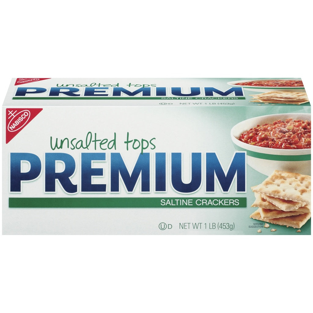 Premium Unsalted Tops Saltine Crackers, Lunch Snacks, 16 Oz