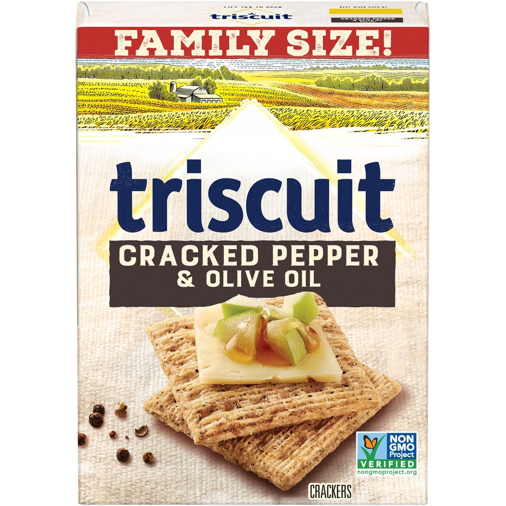 Triscuit Cracked Pepper & Olive Oil Whole Grain Wheat Crackers  Family Size  12.5 Oz