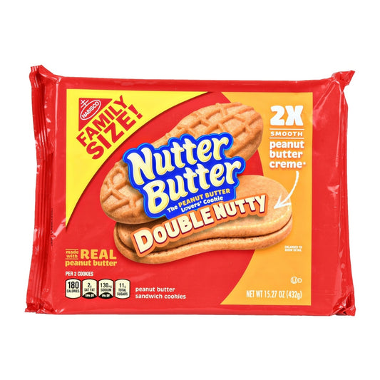 Nutter Butter Double Nutty Peanut Butter Sandwich Cookies  Family Size  15.27 Oz