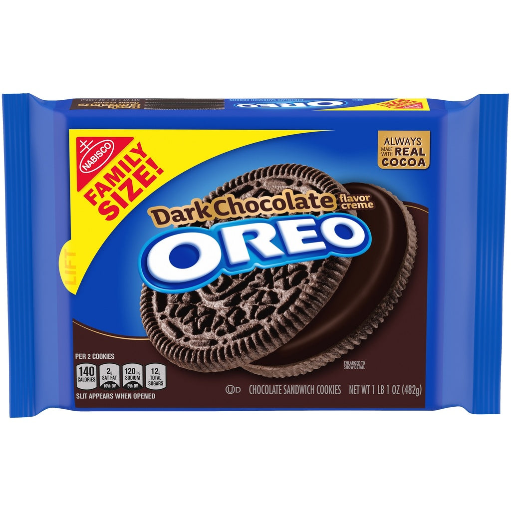 OREO Dark Chocolate Creme Chocolate Sandwich Cookies Family Size 17 Oz