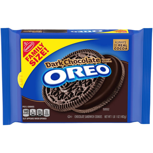 OREO Dark Chocolate Creme Chocolate Sandwich Cookies Family Size 17 Oz