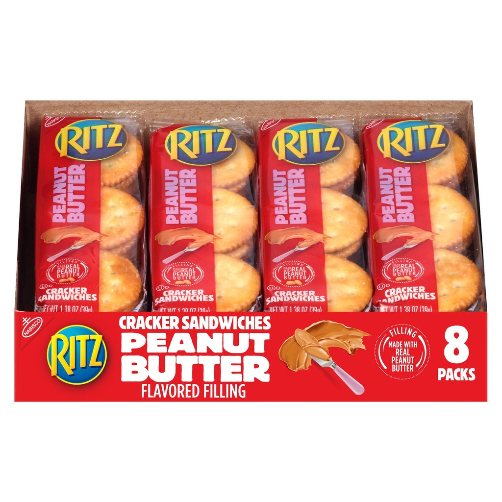 RITZ Peanut Butter Sandwich Crackers  Lunch Snacks  8 Snack Packs (6 Crackers per Pack)
