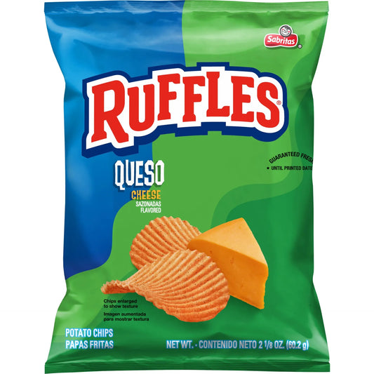 Ruffles Potato Chips, Queso, 2.125 Ounce Bag (Pack of 24)