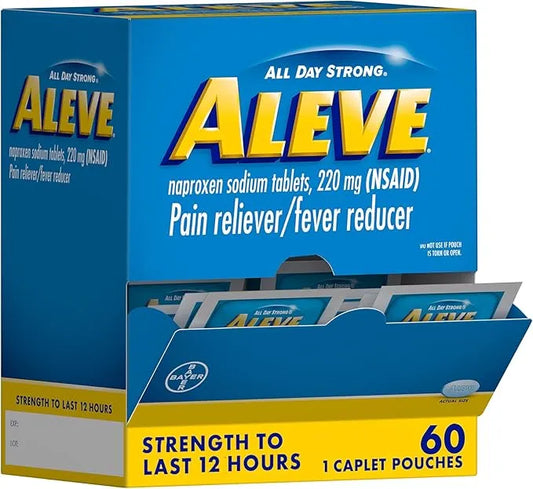 Aleve Pain Reliever & Fever Reducer Naproxen Sodium Caplets, 60 Individual Pouches Medicine