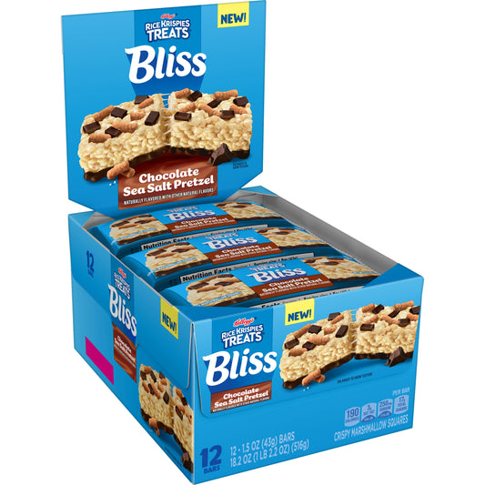 Kellogg’s Rice Krispies Treats Bliss Chocolate Sea Salt Pretzel 1.5Oz, (12 Count)