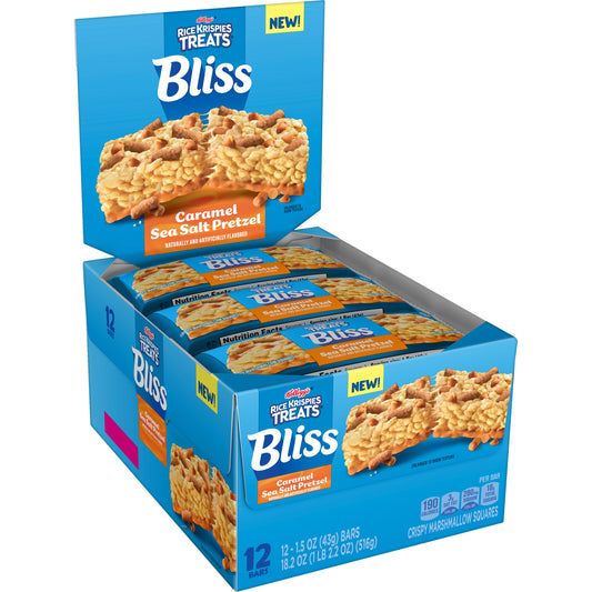 Kellogg’s Rice Krispies Treats Bliss Caramel Sea Salt Pretzel 1.5Oz, (12 Count)